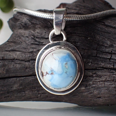 Sterling Silver Golden Hills Turquoise Pendant by Native American Artist