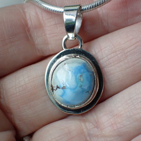 Sterling Silver Golden Hills Turquoise Pendant by Native American Artist