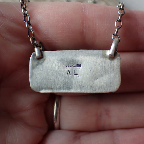 Sterling Silver Variscite Bar Necklace By Augustine Largo "AL"