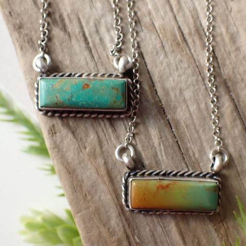 Sterling Silver Kingman Turquoise Bar Necklace By Augustine Largo "AL"