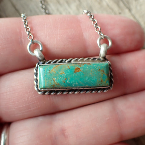 Sterling Silver Kingman Turquoise Bar Necklace By Augustine Largo "AL"