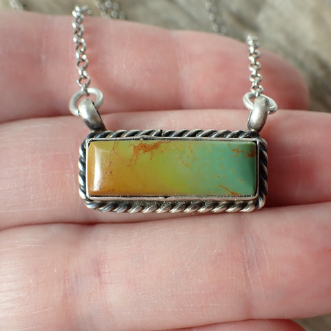 Sterling Silver Kingman Turquoise Bar Necklace By Augustine Largo "AL"