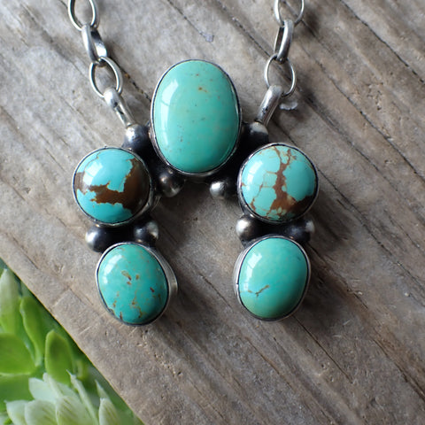 Sterling Silver Kingman Turquoise Naja Pendant By Augustine Largo "AL"