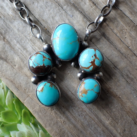 Sterling Silver Kingman Turquoise Naja Pendant By Augustine Largo "AL"