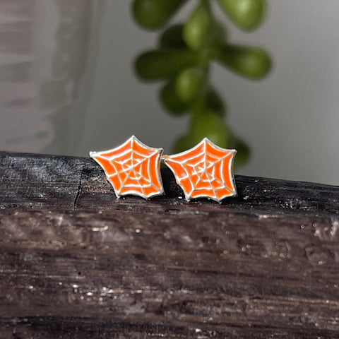 Nickel & Lead Free Sterling Silver Spiderweb Studs // Halloween Studs