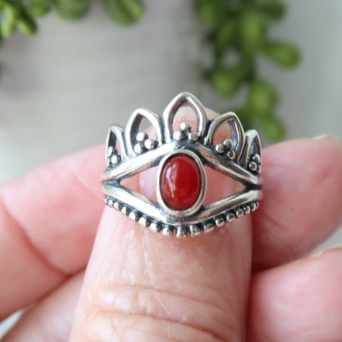 carnelian stone sterling silver ring