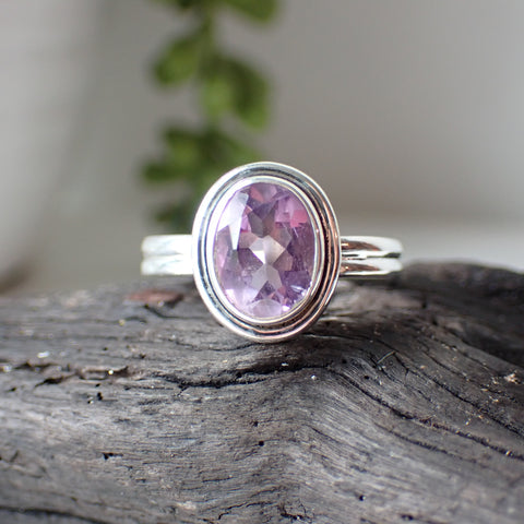 sterling silver Amethyst Purple stone crystal ring