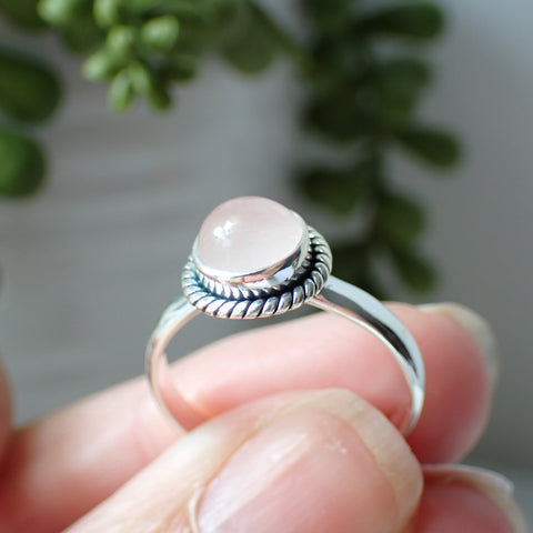 Rose Quartz Sterling Silver Ring