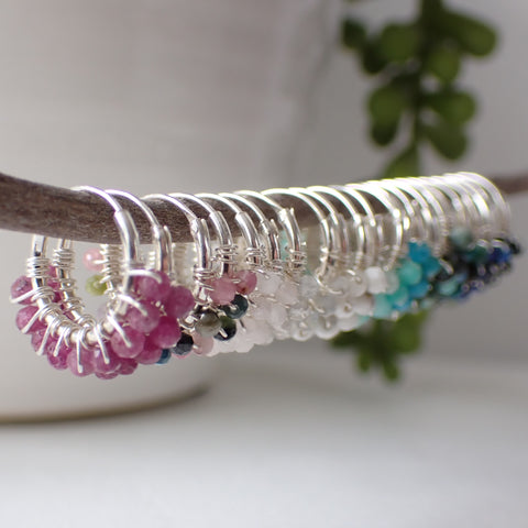 sterling silver gemstone hoop earrings