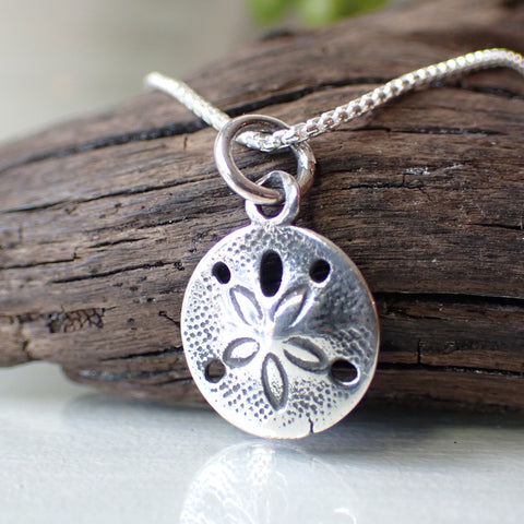 sterling silver beach sand dollar charm necklace
