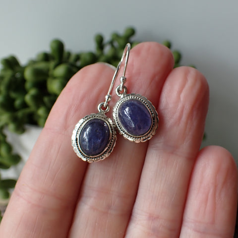 sterling silver tanzanite crystal stone earrings