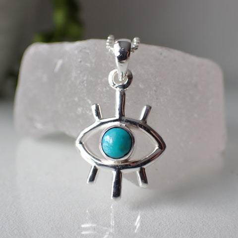 sterling silver mystical eye stone crystal pendant