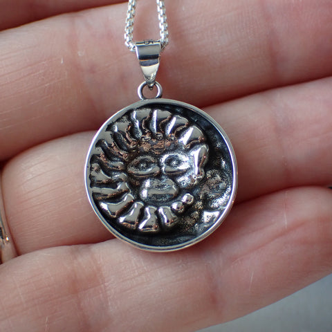 sterling silver celestial sun moon charm necklace