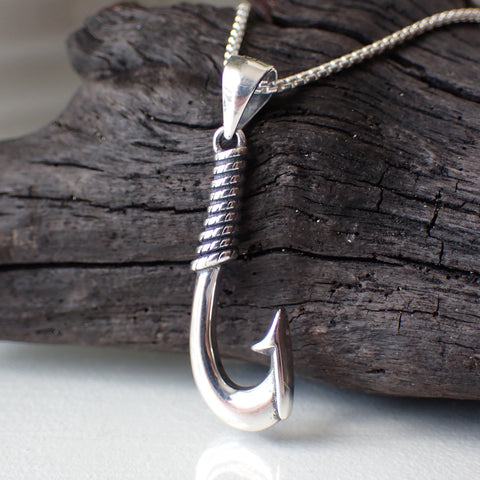 sterling silver fish hook fisherman necklace charm