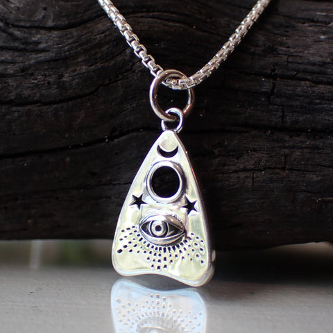 sterling silver Ouija planchette charm necklace