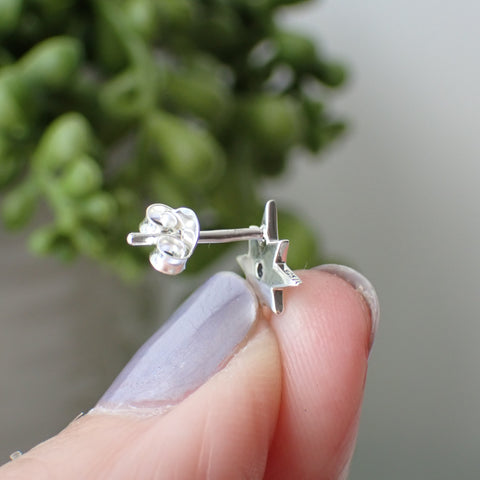 sterling silver celestial  North star stud post earrings