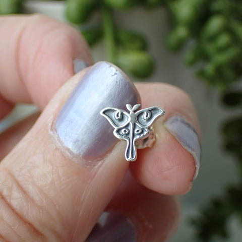 sterling silver lunar moth stud earrings