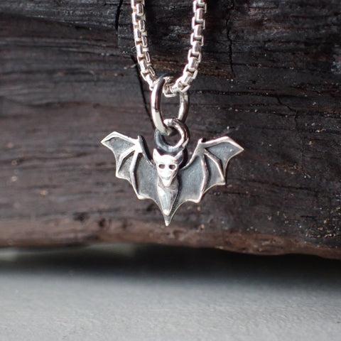 sterling silver bat charm necklace