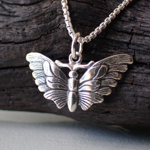 sterling silver moth butterfly charm necklace