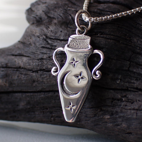 Recycled Sterling Silver Potion Bottle Necklace