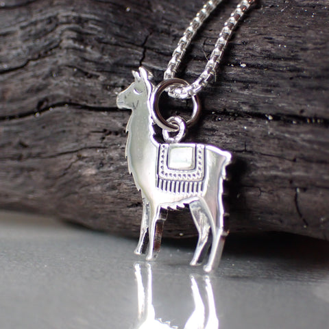 sterling silver llama animal necklace