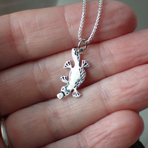 sterling silver platypus charm necklace