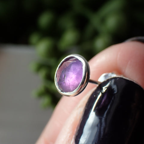 Amethyst Faceted Sterling Silver Stud Earrings