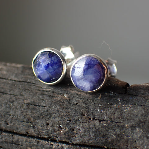 Lapis Lazuli Faceted Sterling Silver Stud Earrings