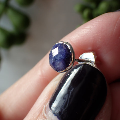 Lapis Lazuli Faceted Sterling Silver Stud Earrings