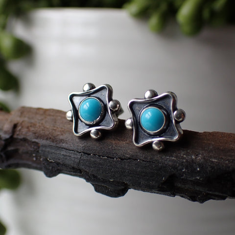 Sterling Silver Turquoise Studs by Native American Artist