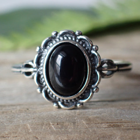 Onyx Sterling Silver Stone Ring