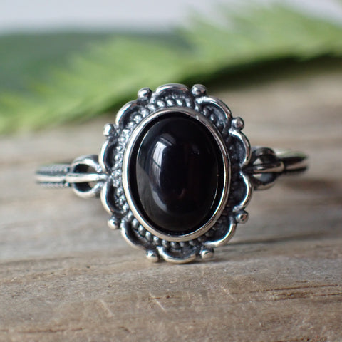 Onyx Sterling Silver Stone Ring