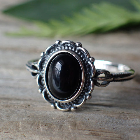 Onyx Sterling Silver Stone Ring