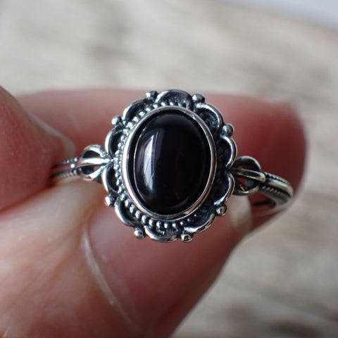 Onyx Sterling Silver Stone Ring