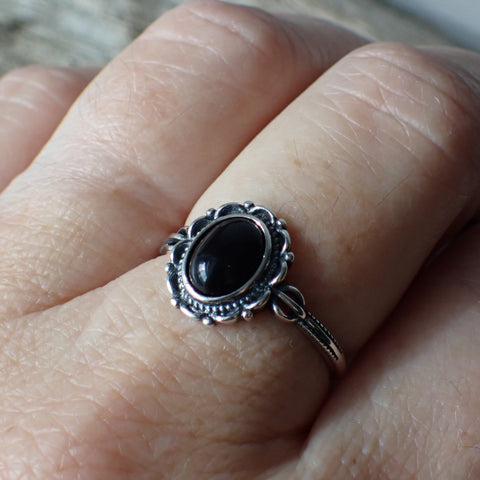 Onyx Sterling Silver Stone Ring