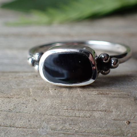 Onyx Sterling Silver Swirl Ring