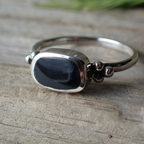 Onyx Sterling Silver Swirl Ring