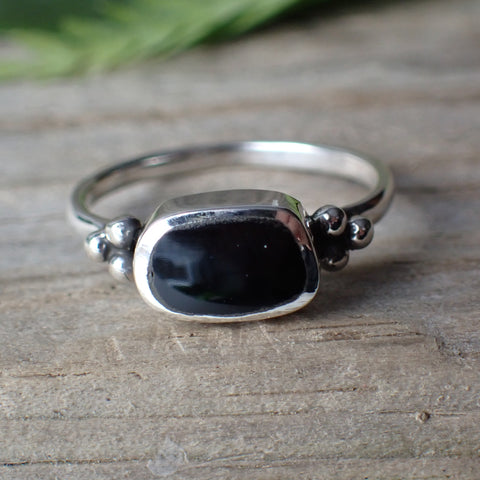 Onyx Sterling Silver Swirl Ring