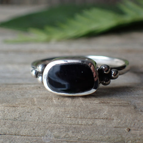 Onyx Sterling Silver Swirl Ring