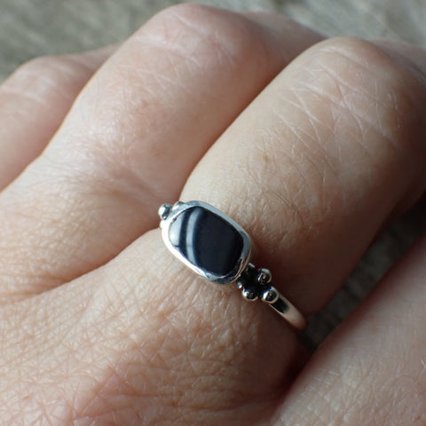 Onyx Sterling Silver Swirl Ring