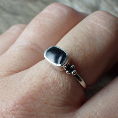 Onyx Sterling Silver Swirl Ring