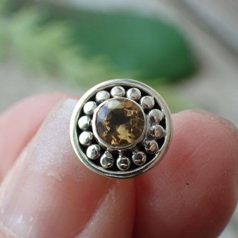 Citrine Faceted Sterling Silver Stud Earrings