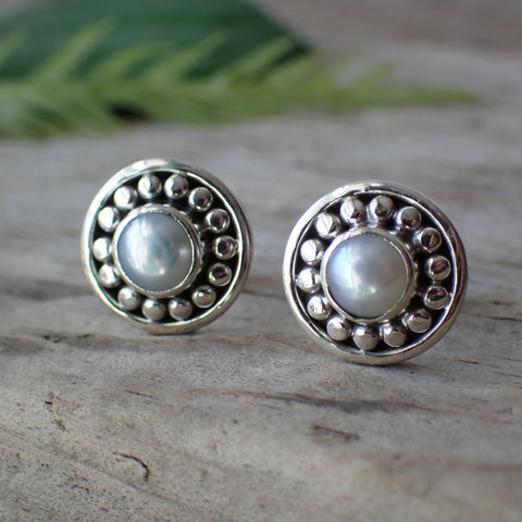 Pearl Sterling Silver  stud Earrings