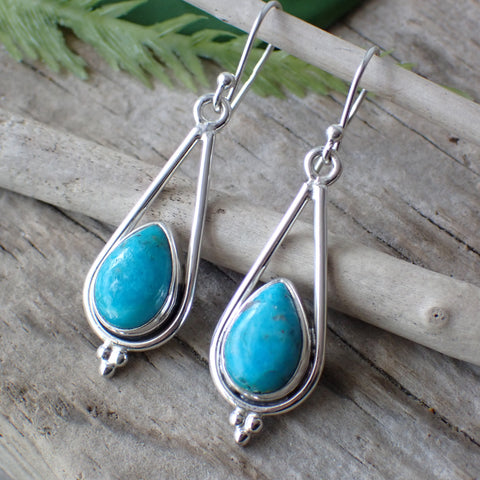 Turquoise Drop Sterling Silver Earrings