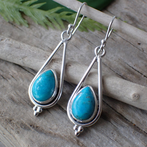 Turquoise Drop Sterling Silver Earrings