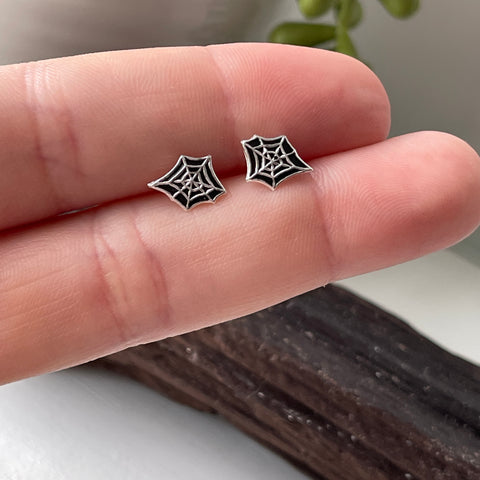 Nickel & Lead Free Sterling Silver Spiderweb Studs