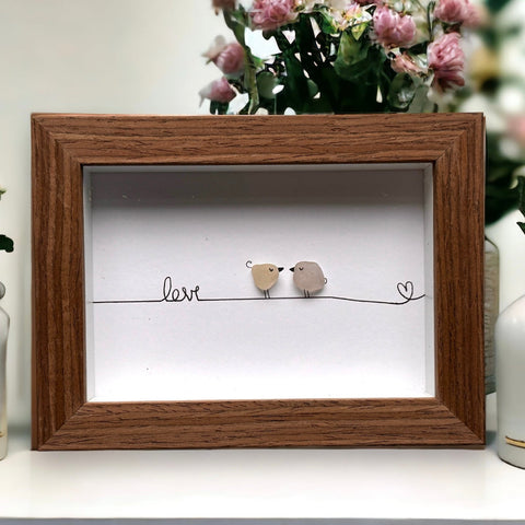 Mini Sea Glass Love Birds Picture