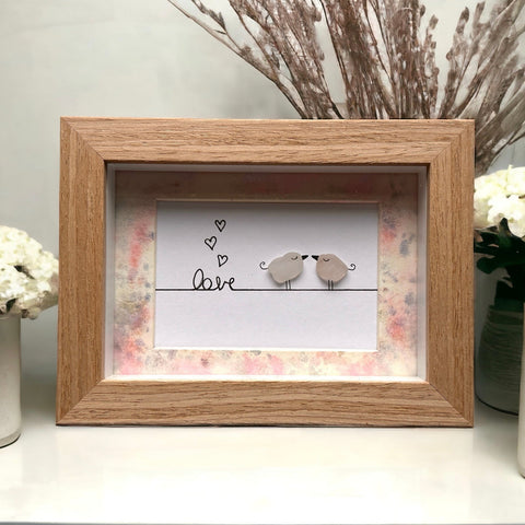 Mini Sea Glass Love Birds Picture