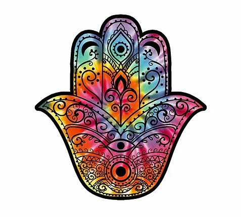 tie dye hamsa hand waterproof vinyl sticker