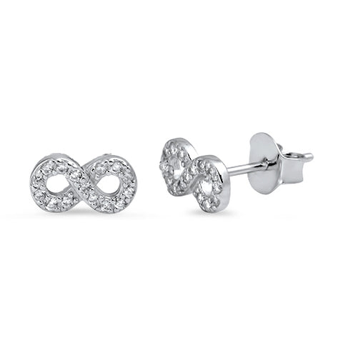 sterling silver crystal infinity post stud earrings